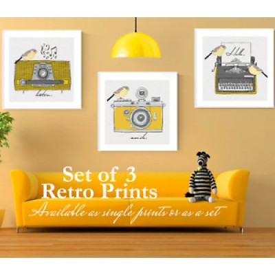 Retro Mustard Wall Art Prints. Mustard & Grey Art Prints. Ochre Wall Art Prints   302466962090